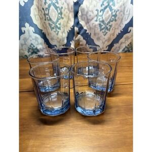 VTG Anchor Hocking 3.5" Reflections Light Blue Lowball Glass Set (x6)